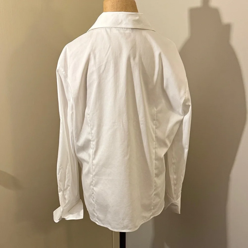 Calvin Klein White Button-Down Shirt with Leopard Trim - Picture 5 of 8
